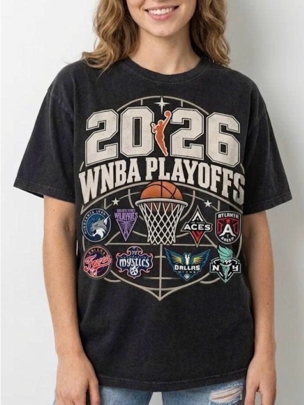 Gildan Black WNBA Playoffs 2026 Graphic Tee